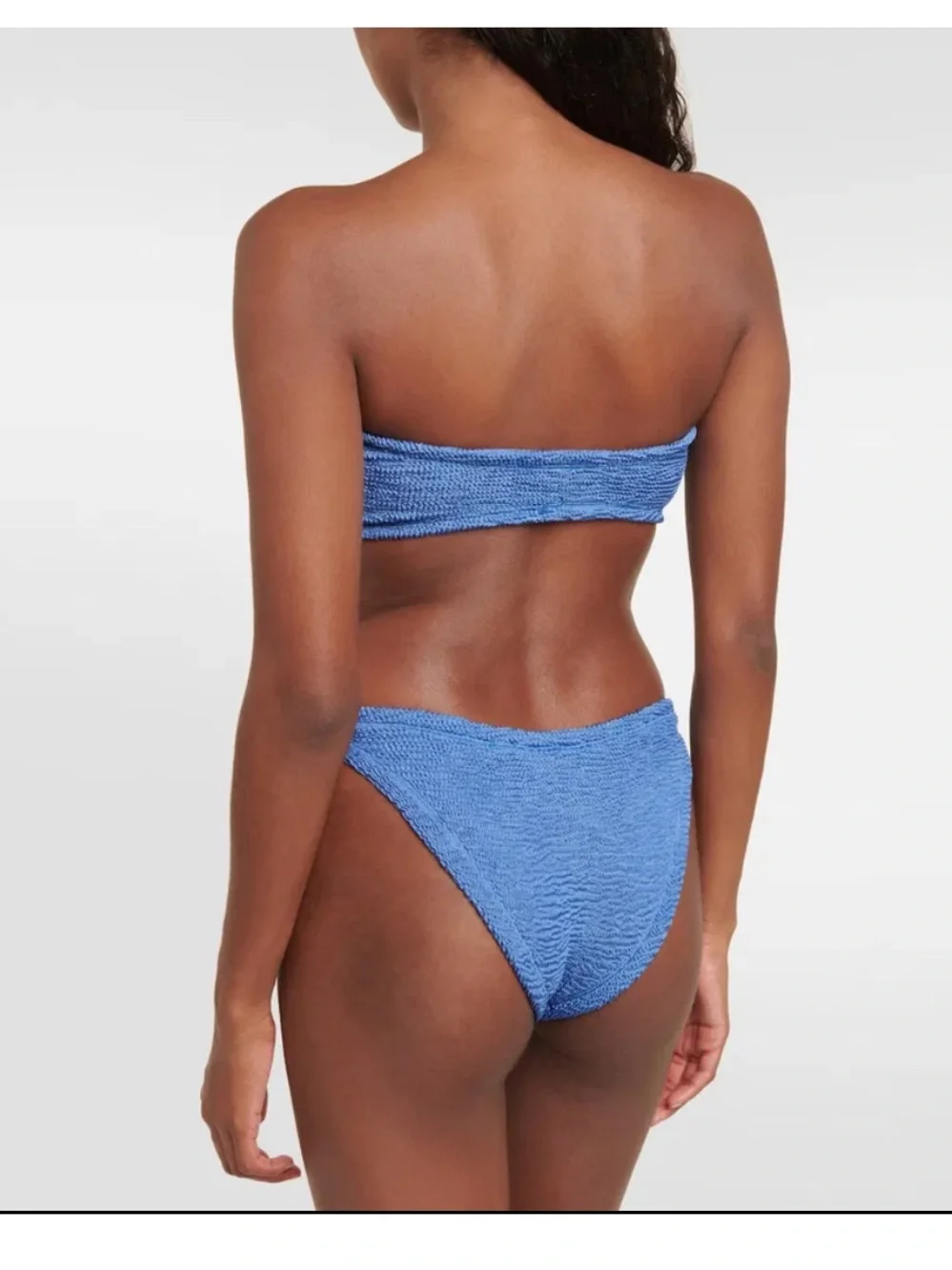 Hunza G Jean Bandeau Bikini Set Metallic Denim Blue OS